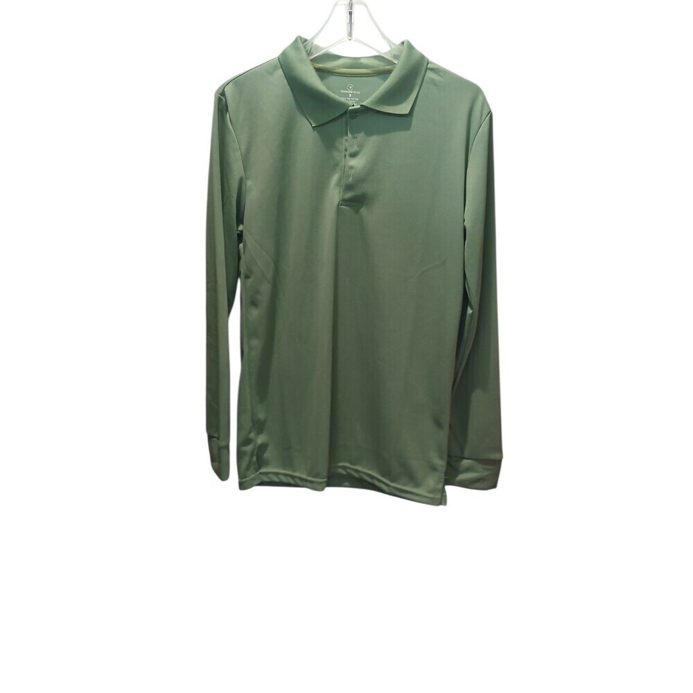 Real Essentials Polo Shirt Men’s Size S Green Long SleevePerformance Golf Casual